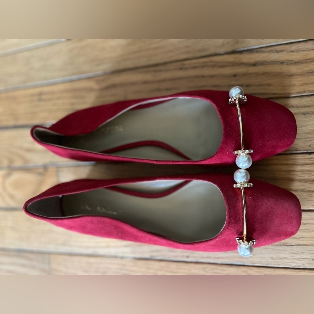 ENZO ANGIOLINI BRONNEN RED SUEDE LOAFERS WITH PEARLS PIN HARDWARE WOMEN’S 7.5 - Picture 5 of 8